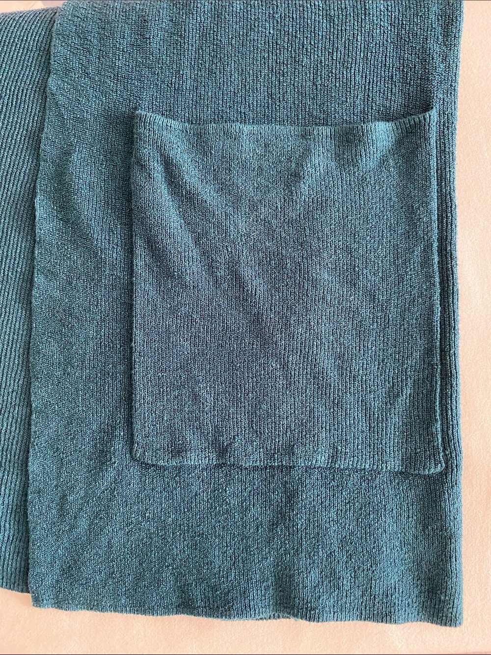Eileen Fisher Linen blend Italian knit Teal Open-Front Pocket Cardigan size S - Picture 8 of 9
